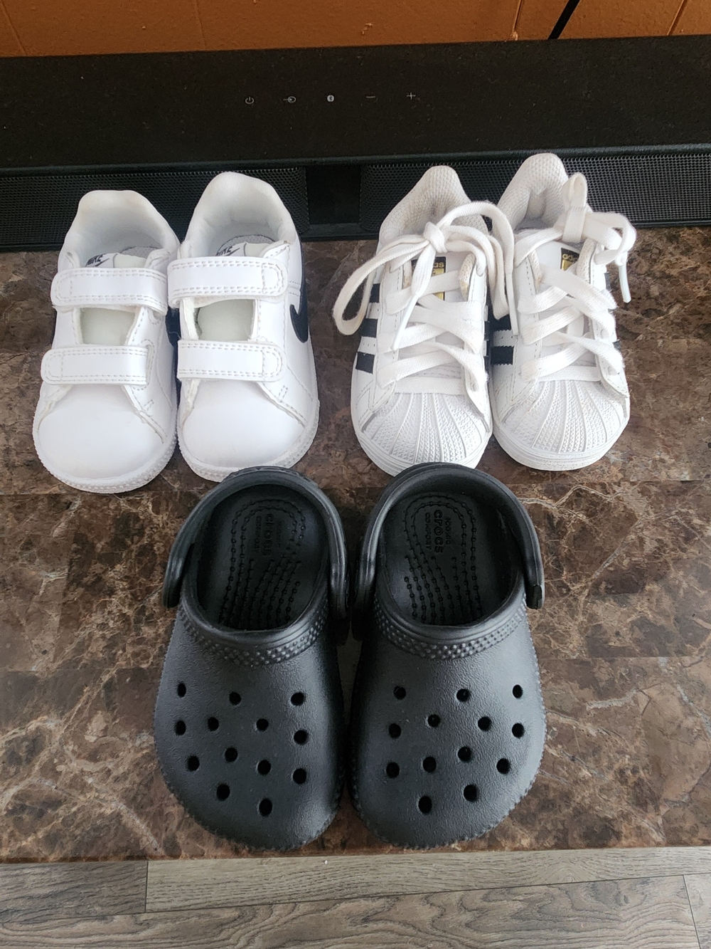 4c BOYS/Girls Bundle Of Shoes Crocs Nike Adidas Black White Velcro Slipon